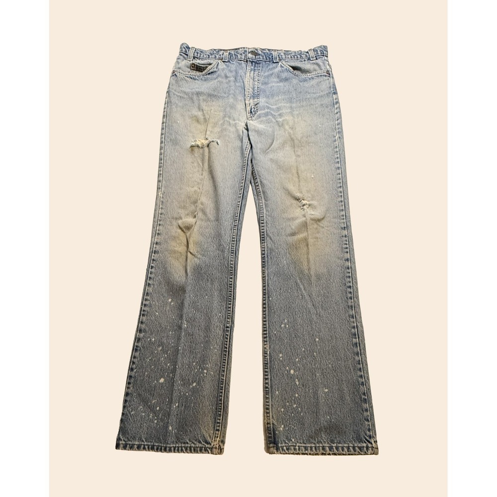 Vintage Levi's 517 Jeans USA Made Distressed Workwear Paint Splatter Bootcut
